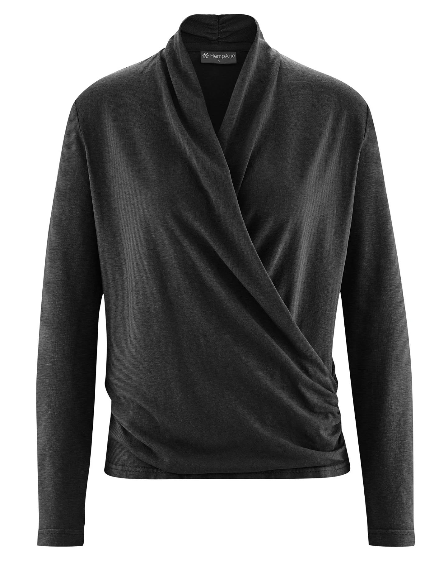 Hempage Damen vegan Langärmliges Oberteil Schick Schwarz – Ansicht 2
