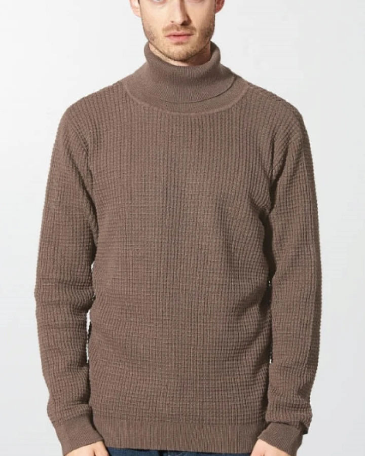 Hempage Herren vegan Rollkragenpullover Kiesbraun
