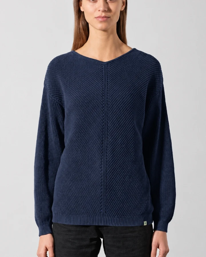 Hempage Damen vegan Pullover Timeless In Marineblau