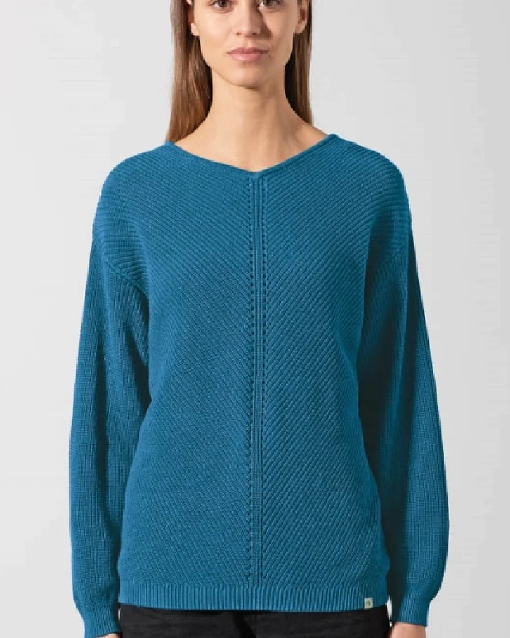 Hempage Damen vegan Pullover Timeless In Meerblau