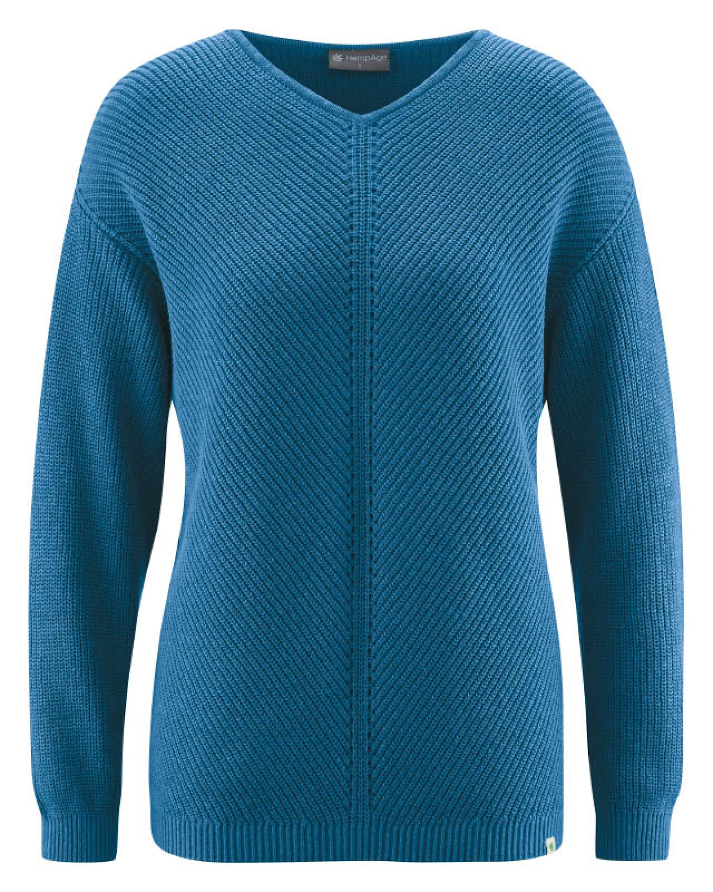 Hempage Damen vegan Pullover Timeless In Meerblau – Ansicht 2