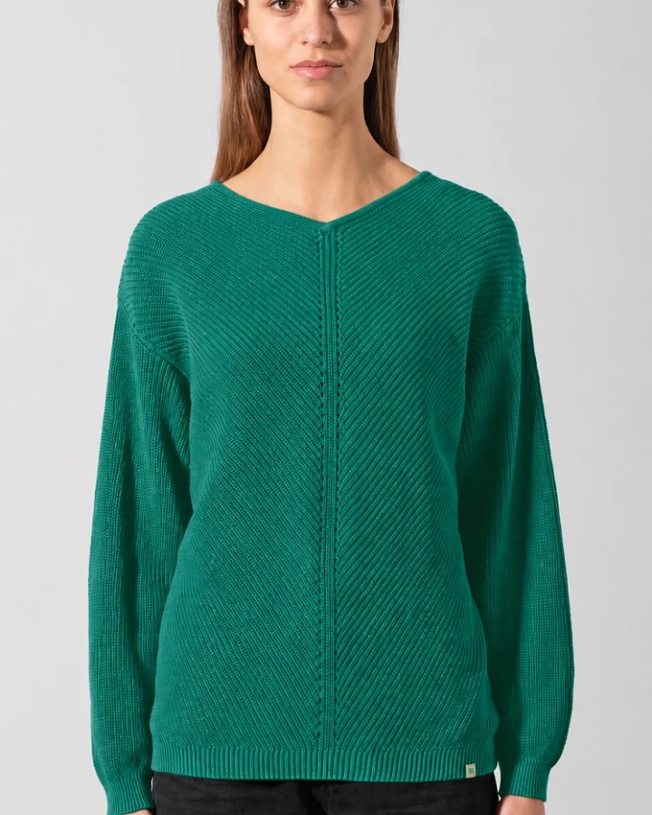 Hempage Damen vegan Pullover Timeless In Dschungelgrün
