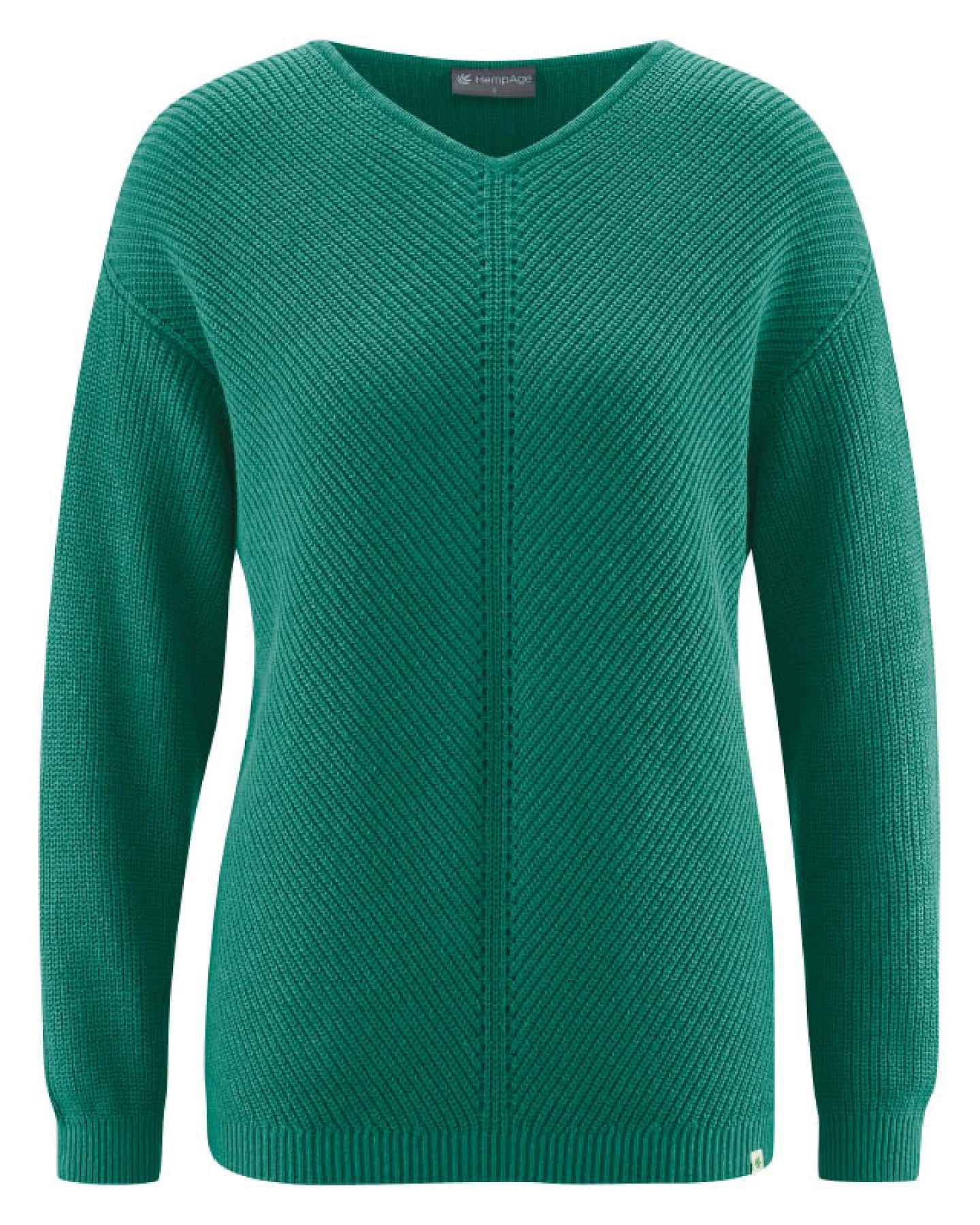 Hempage Damen vegan Pullover Timeless In Dschungelgrün – Ansicht 2