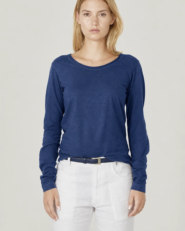 Hempage Damen vegan Langarmshirt Damen Leicht Night Navy