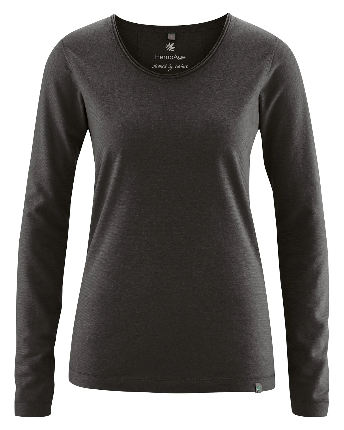 Hempage Damen vegan Langarmshirt Damen Hanf Bio-Baumwolle Schwarz – Ansicht 2