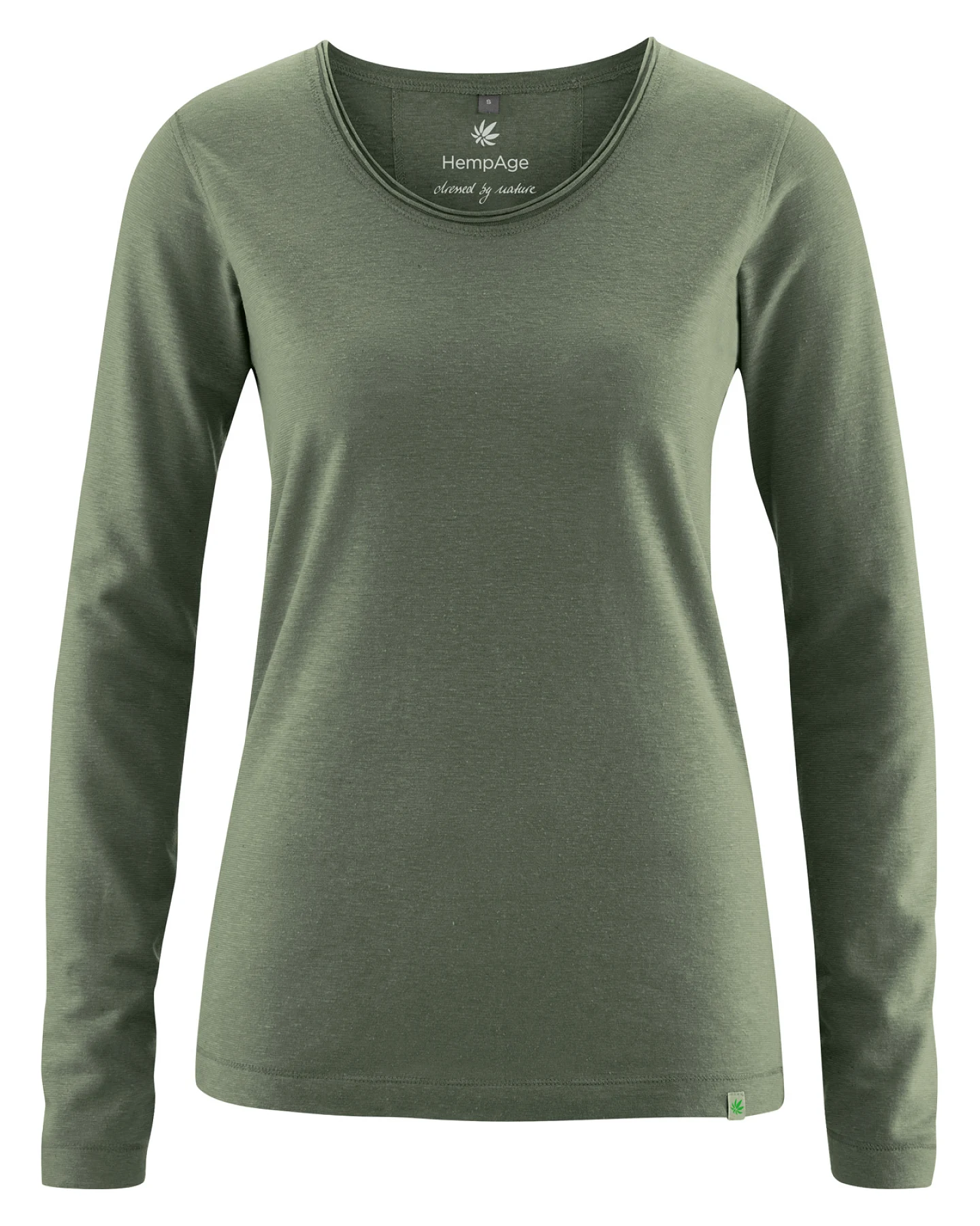 Hempage Damen vegan Langarmshirt Leicht Moosgrün – Ansicht 2