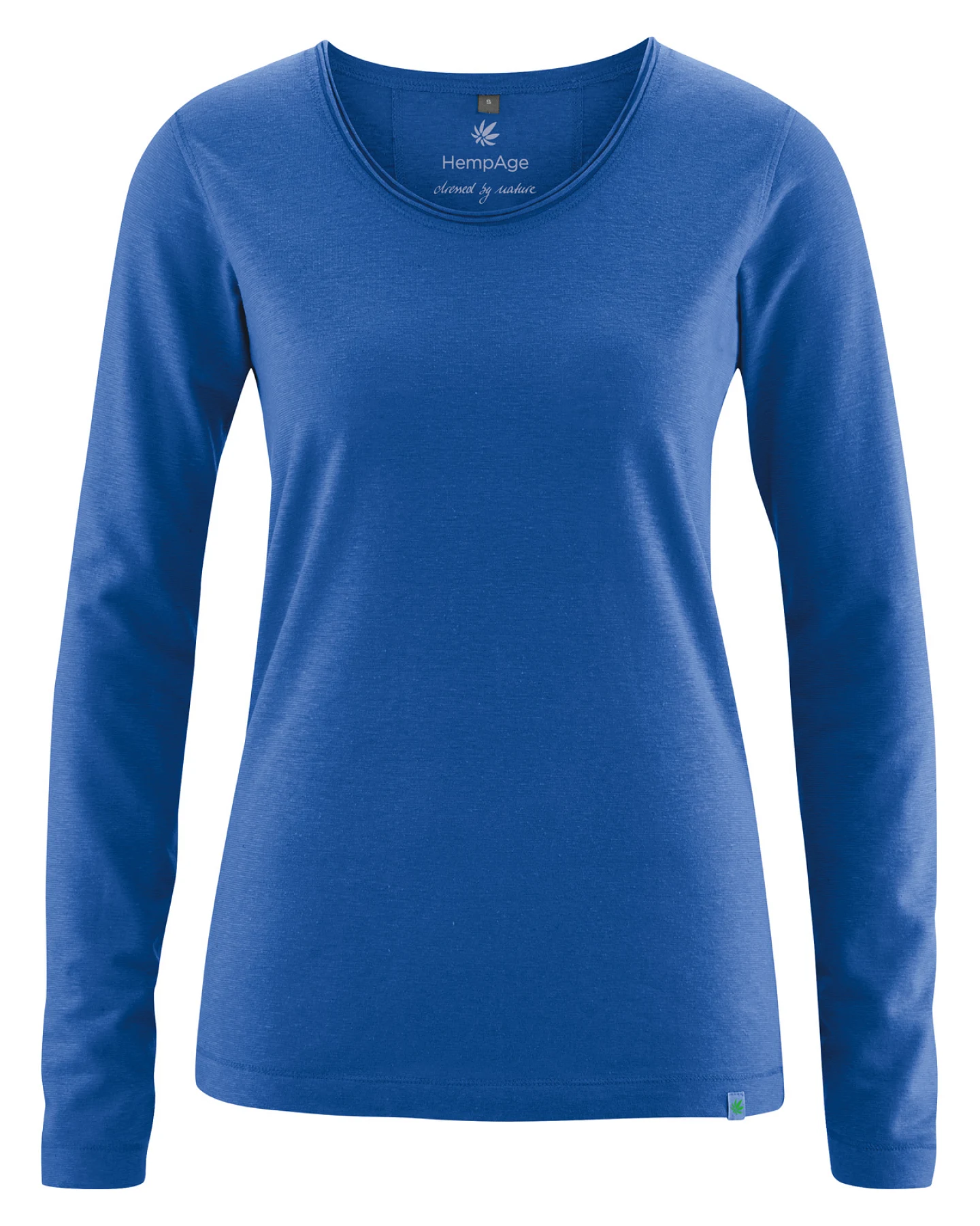 Hempage Damen vegan Langarmshirt Damen Hanf Bio-Baumwolle Royalblau – Ansicht 2