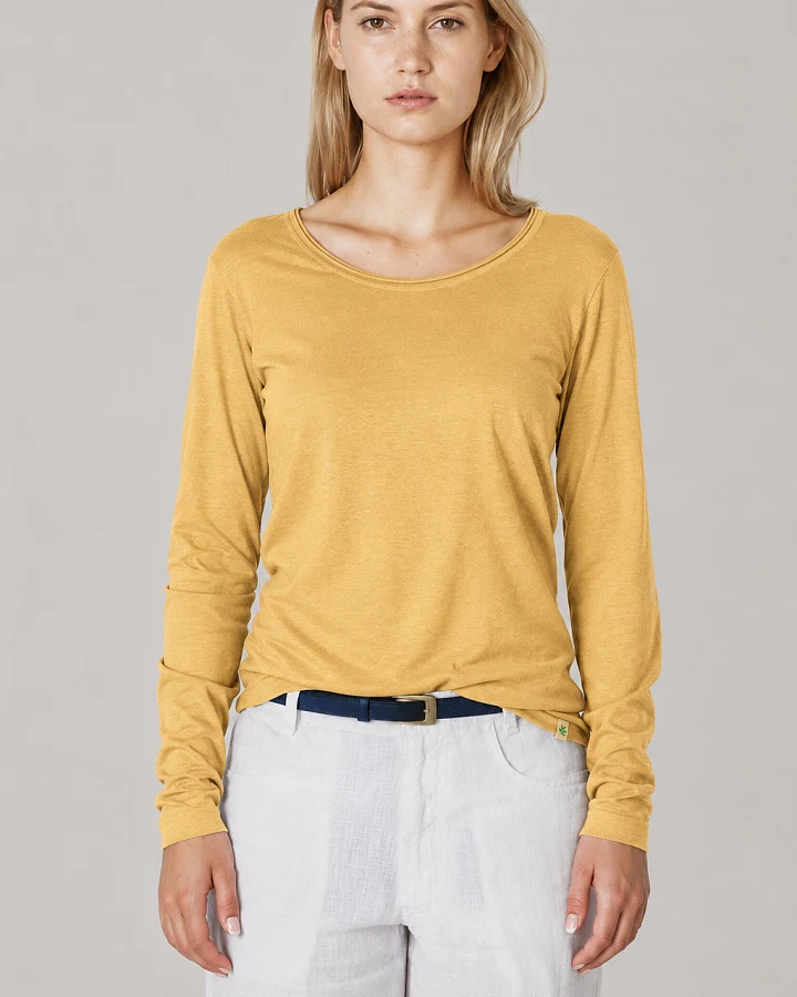 Hempage Damen vegan Langarmshirt Dijon Gelb