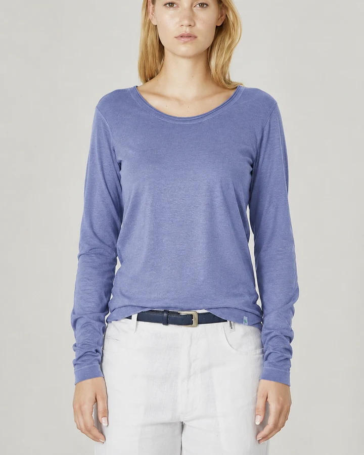 Hempage Damen vegan Langarmshirt Damen Hanf Baumwolle Lavendel