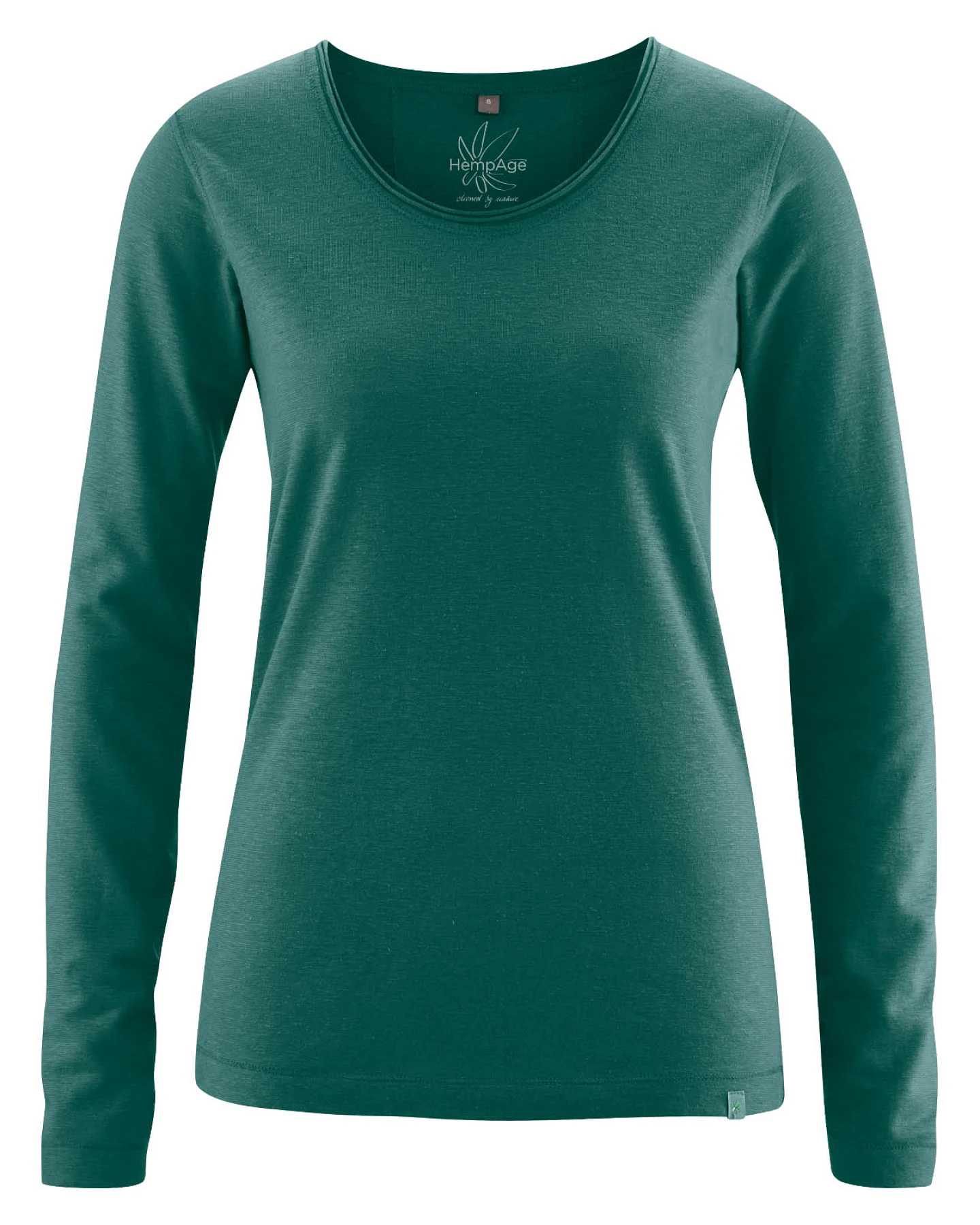 Hempage Damen vegan Langarmshirt Spruce Green Aus Hanf Und Bio-Baumwolle – Ansicht 2
