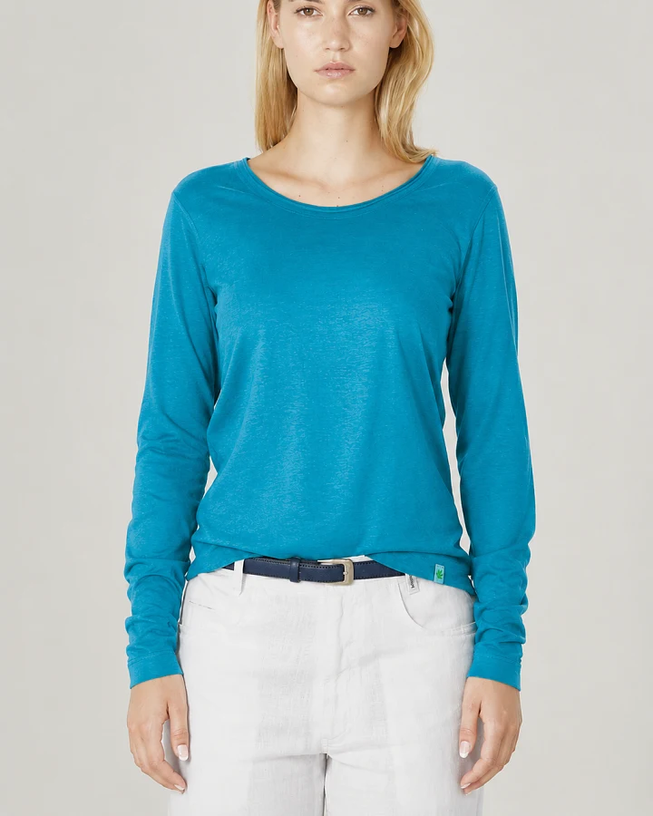 Hempage Damen vegan Langarmshirt Lagoon Blau