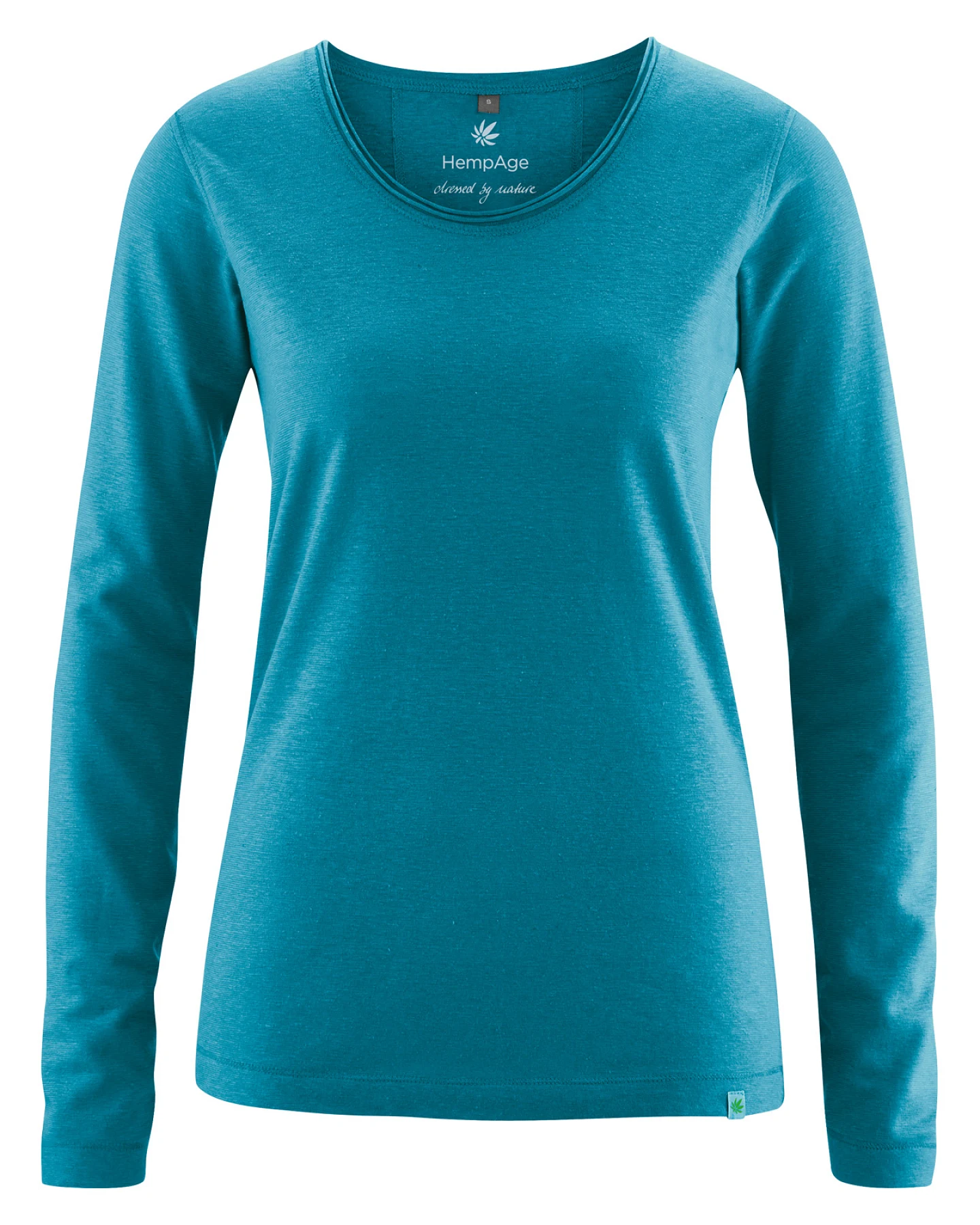 Hempage Damen vegan Langarmshirt Lagoon Blau – Ansicht 2