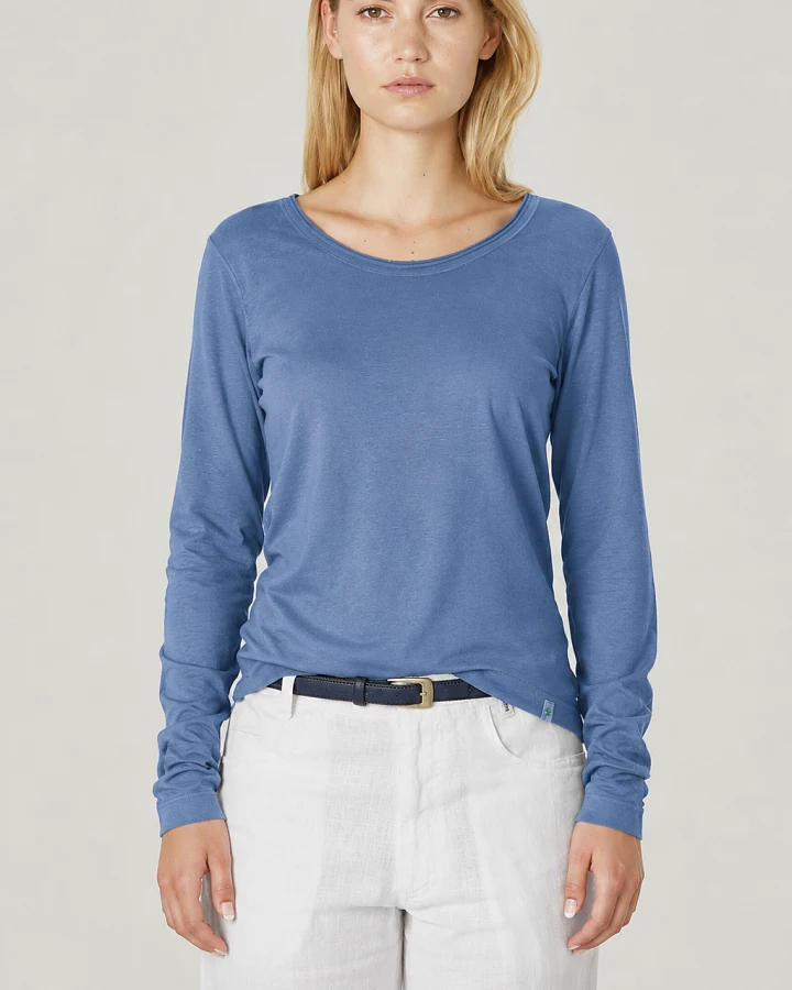 Hempage Damen vegan Langarmshirt Damen Leicht Blueberry