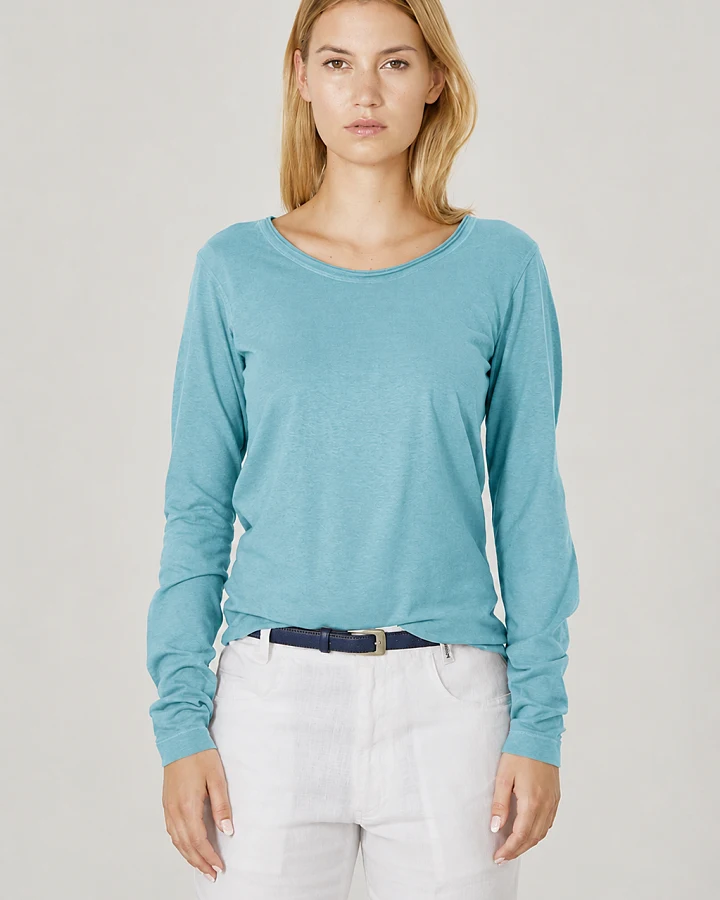 Hempage Damen vegan Langarmshirt Wave Blau