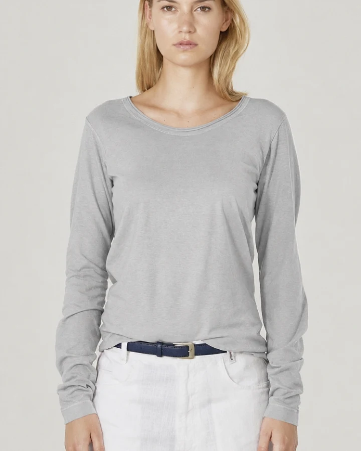 Hempage Damen vegan Langarmshirt Aus Hanf Und Bio Baumwolle Rock Grau