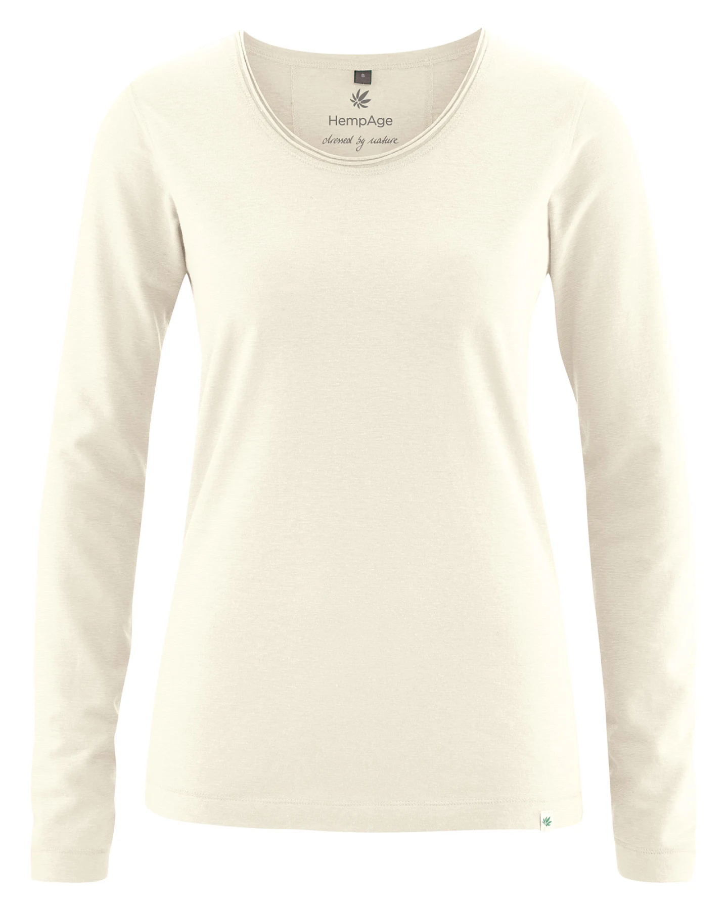 Hempage Damen vegan Langarmshirt Hanf Jersey Off White – Ansicht 2