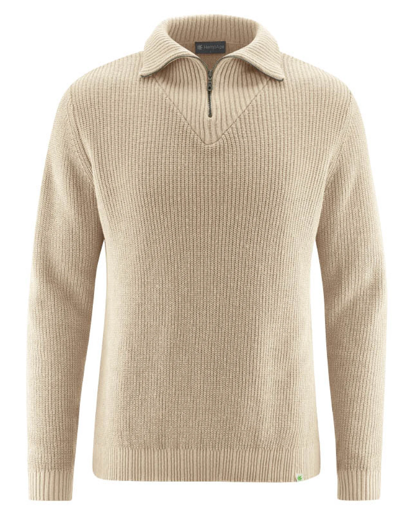 Hempage Herren vegan Pullover Rugged Troyer Gobi In Beige – Ansicht 2