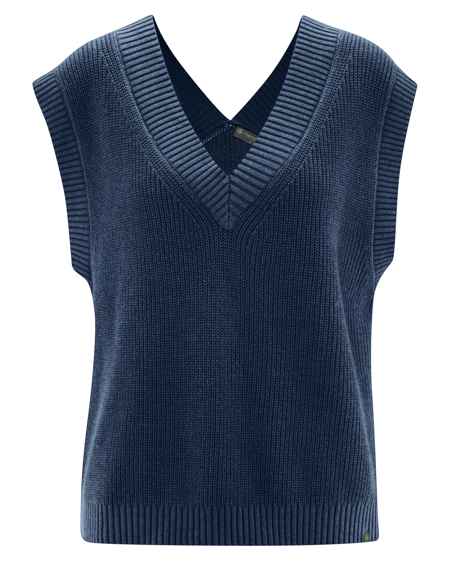 Hempage Damen vegan Strickweste Marineblau – Ansicht 2