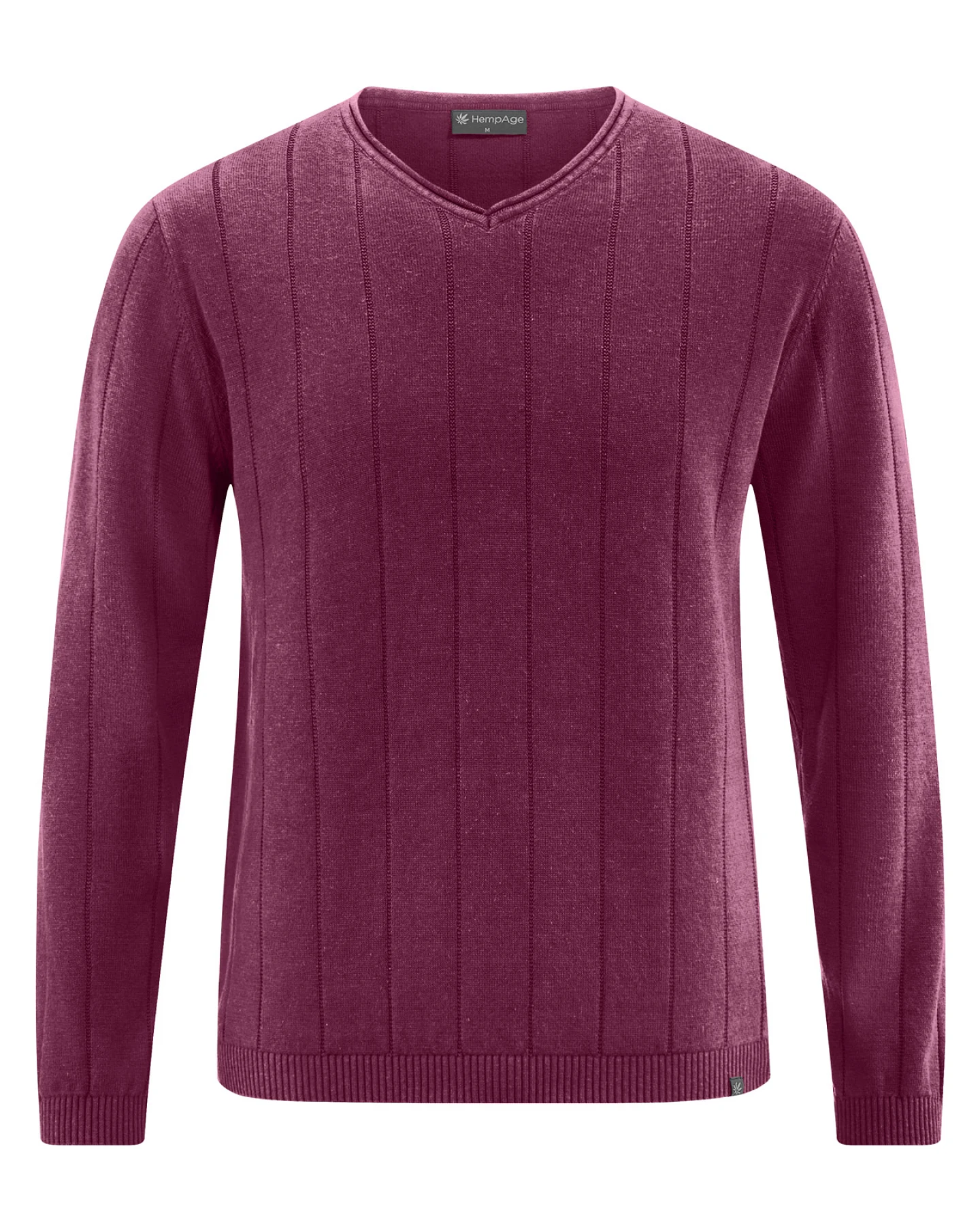 Hempage Herren vegan Gestreifter Strickpullover In Weinrot – Ansicht 2