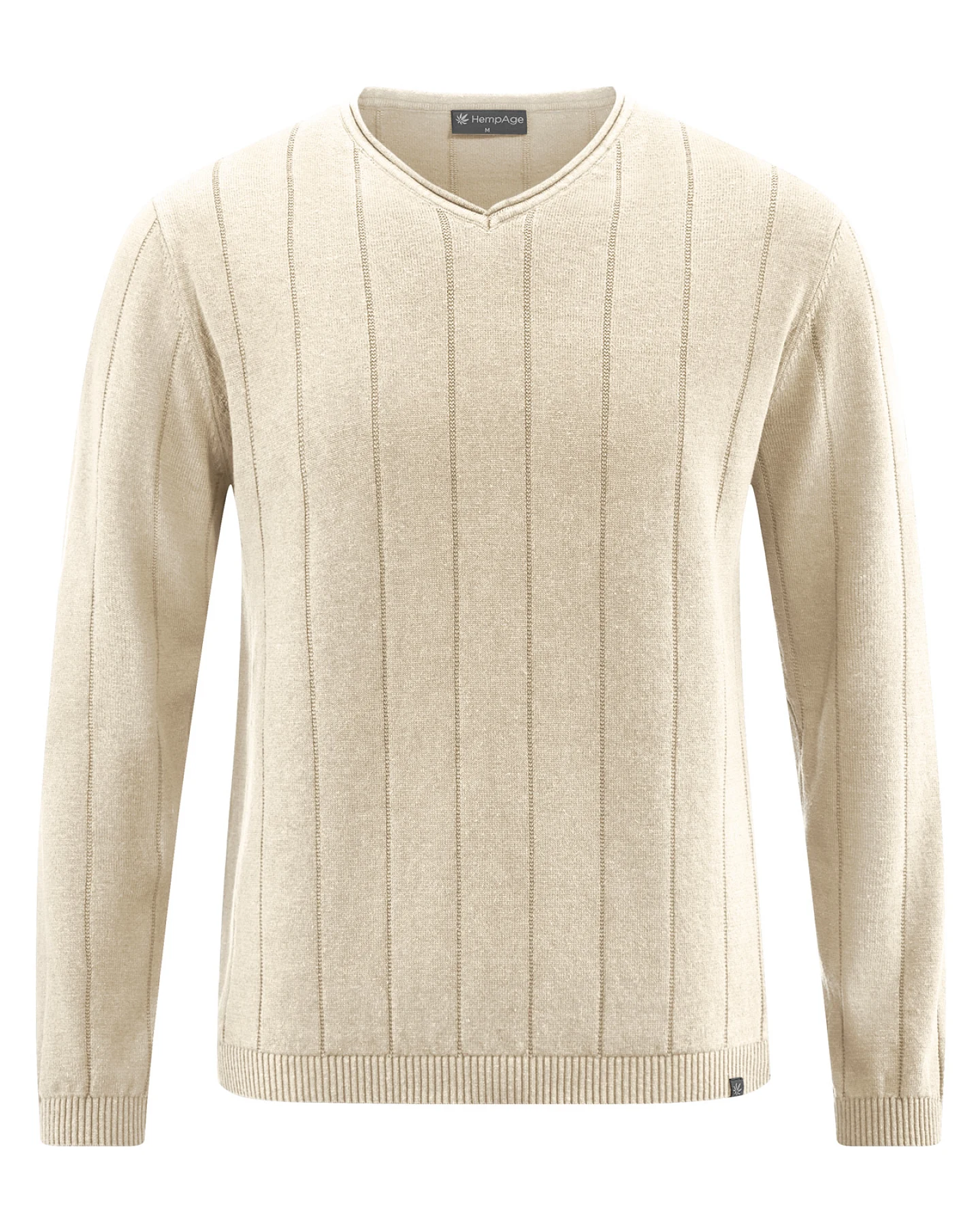 Hempage Herren vegan Strickpullover Gestreift Gobi Beige – Ansicht 2