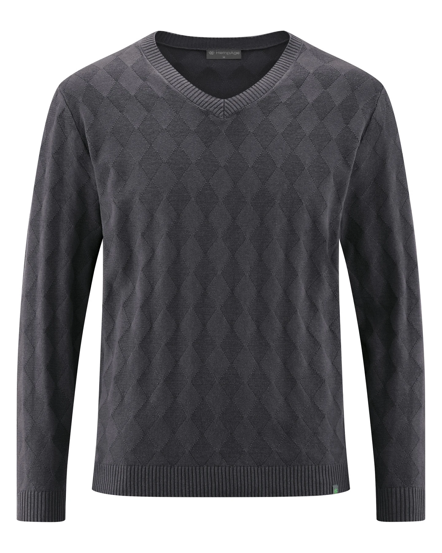 Hempage Herren vegan Pullover Mit V-Ausschnitt Anthrazit – Ansicht 2