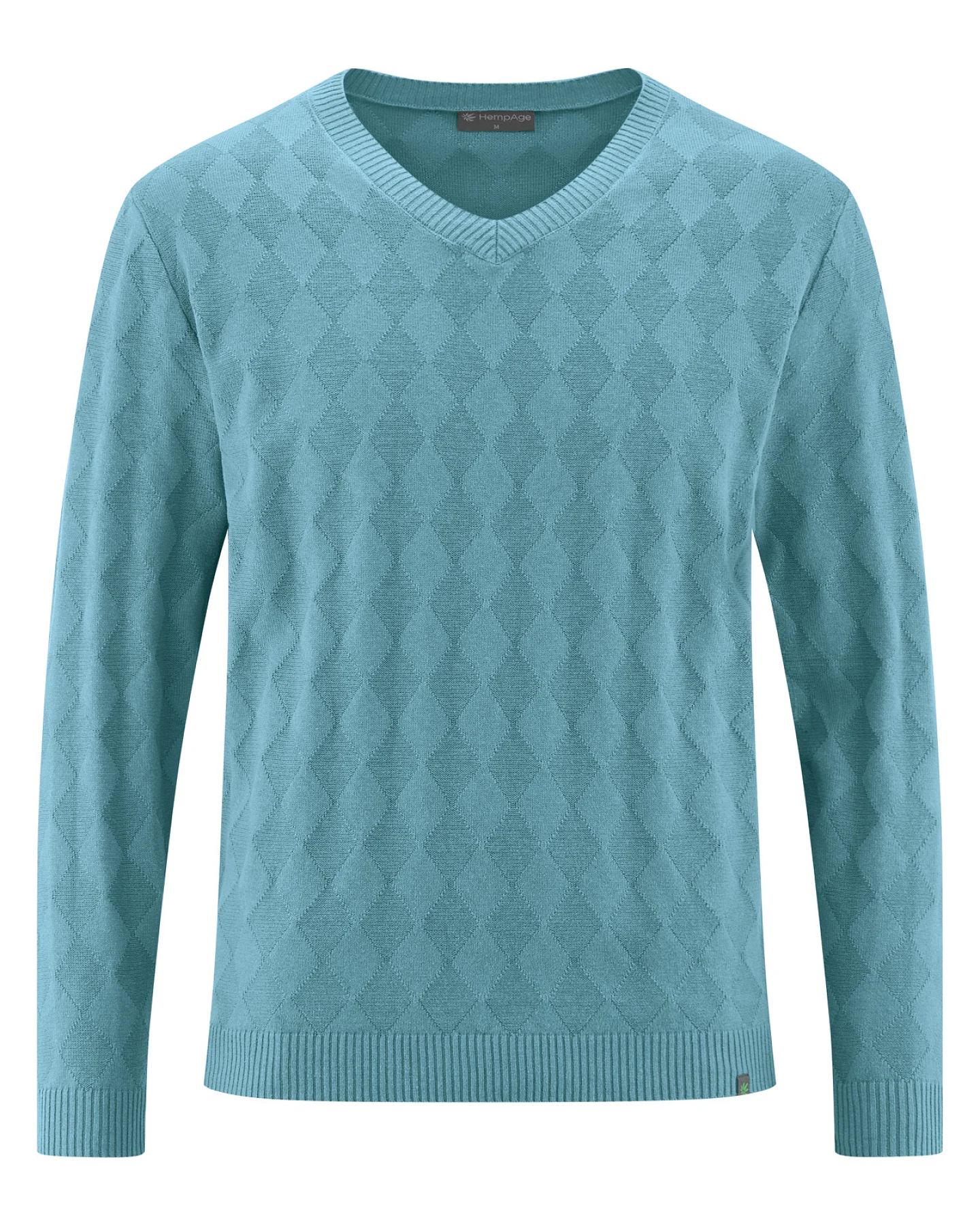 Hempage Herren vegan Pullover Mit V-Ausschnitt Wave Blau – Ansicht 2