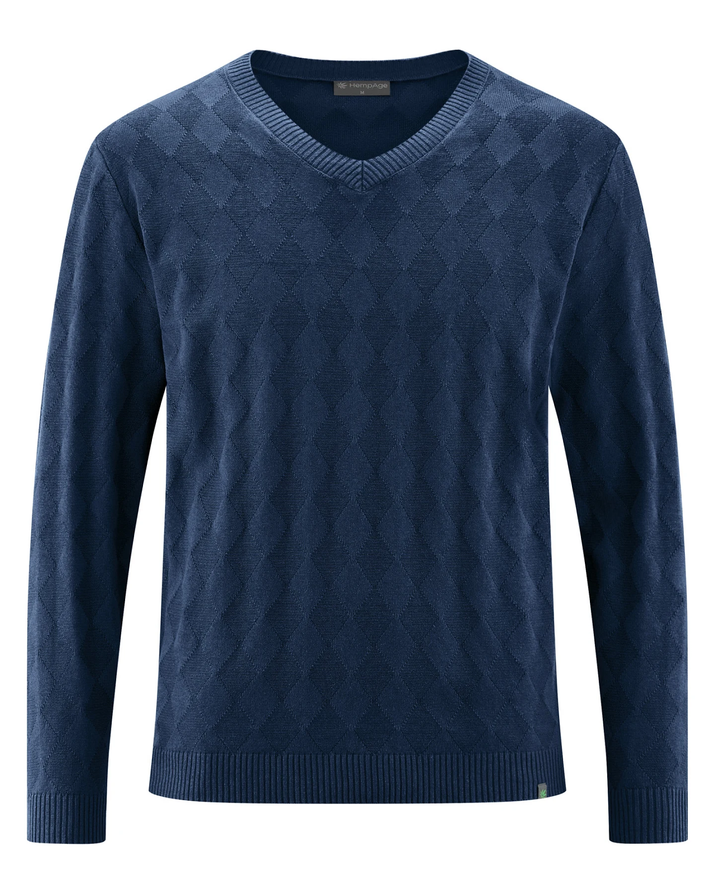 Hempage Herren vegan Pullover Mit V-Ausschnitt Marineblau – Ansicht 2