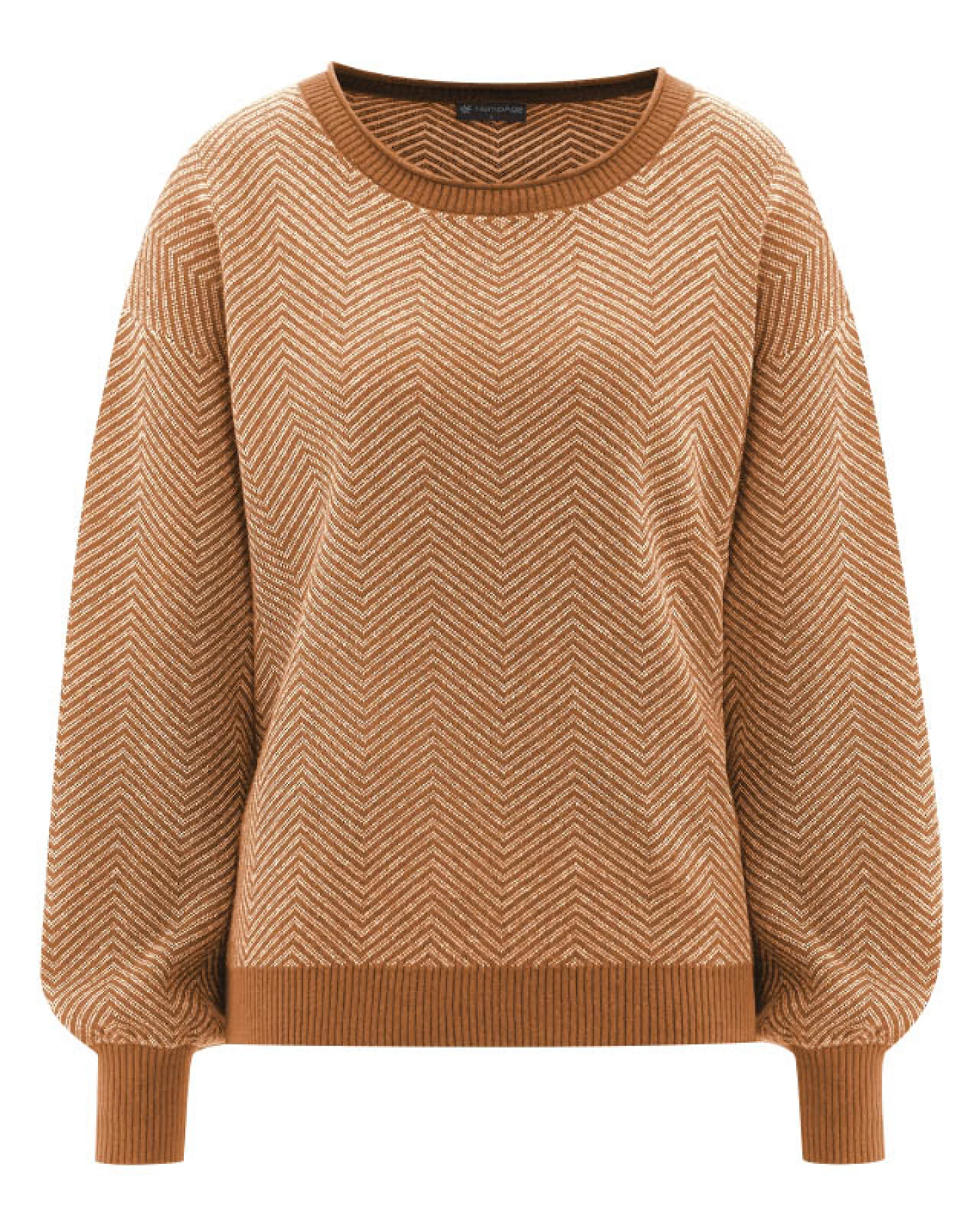 Hempage Damen vegan Pullover Modern Jacquard Mandel/Natur – Ansicht 2