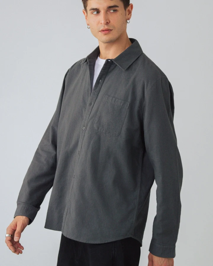 Honest Basics Herren vegan Flanellhemd Badger Braun