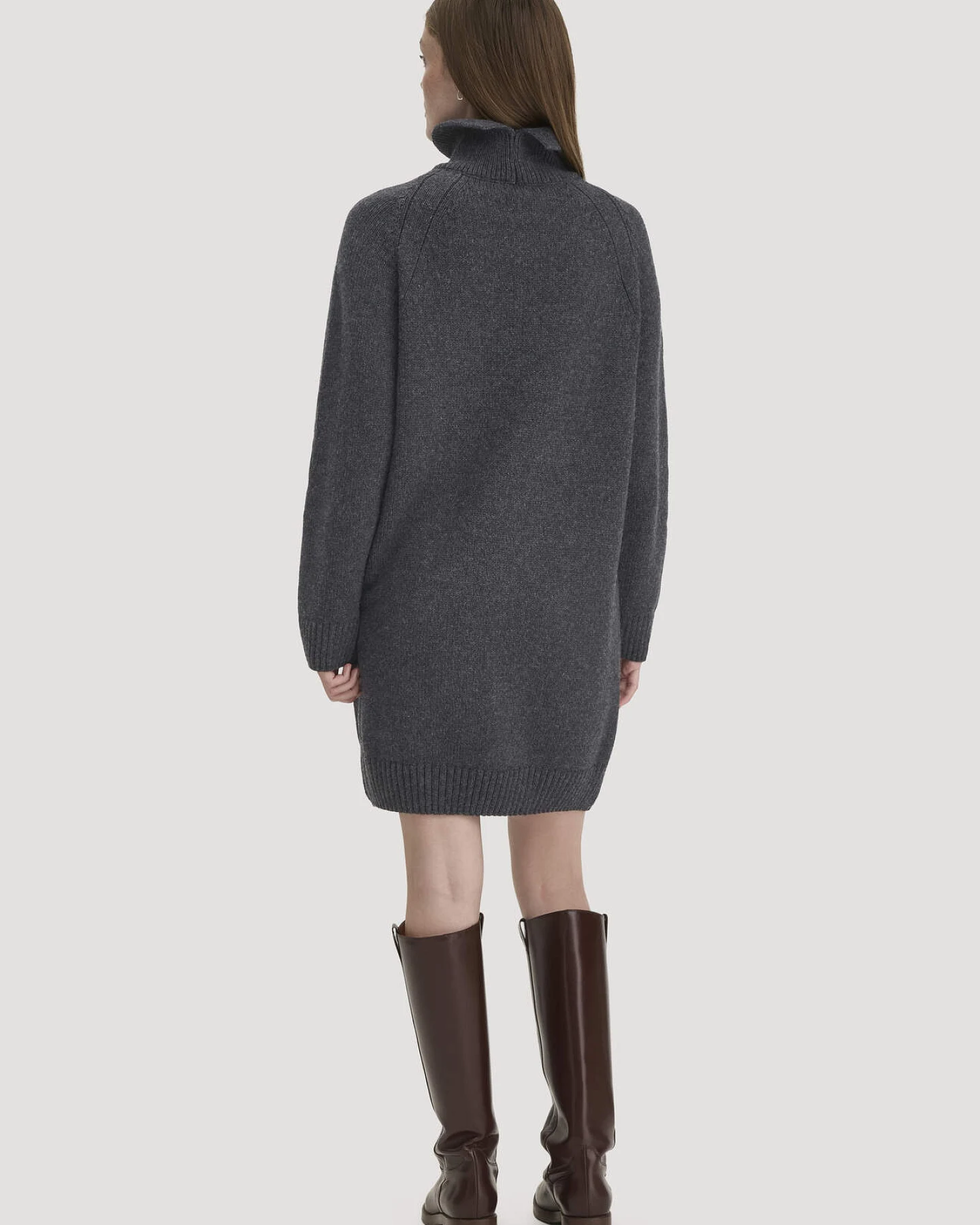 hessnatur Damen Strickkleid Relaxed aus Bio-Merinowolle mit Bio-Baumwolle - grau - Größe L – Ansicht 2