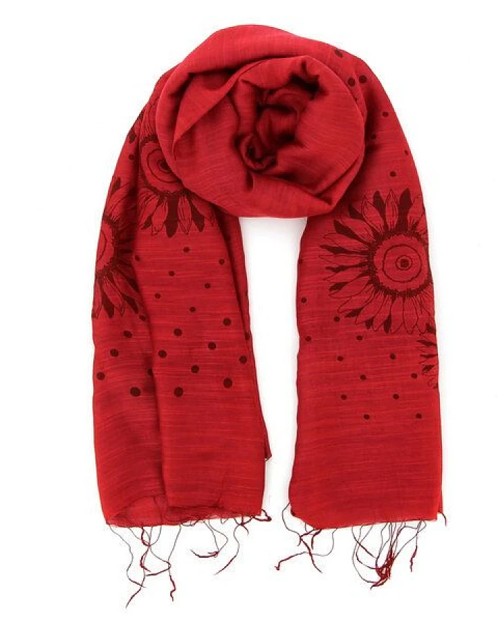 GLOBO Fair Trade Seiden-Viskose Schal BLUME, Fair Trade