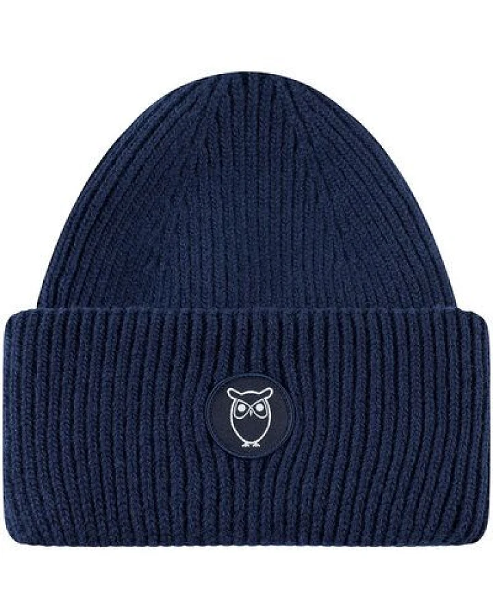 KnowledgeCotton Apparel Woll-Mütze - Rib Beanie - aus 100% Merino Wolle