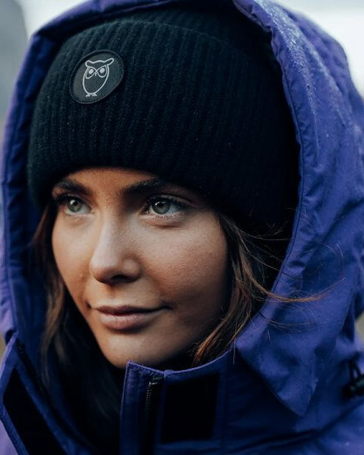 KnowledgeCotton Apparel Woll-Mütze - Rib Beanie - aus 100% Merino Wolle
