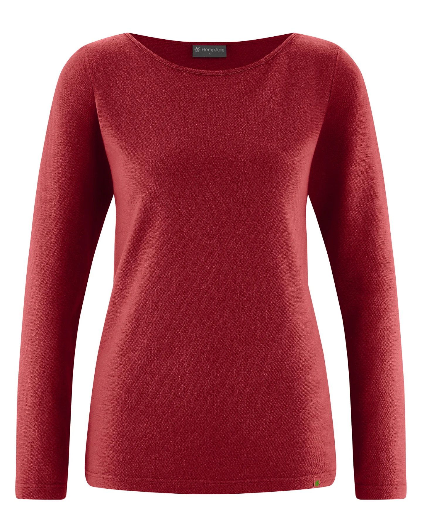 Hempage Damen vegan Langarmshirt U-Boot-Ausschnitt Rubinrot – Ansicht 2