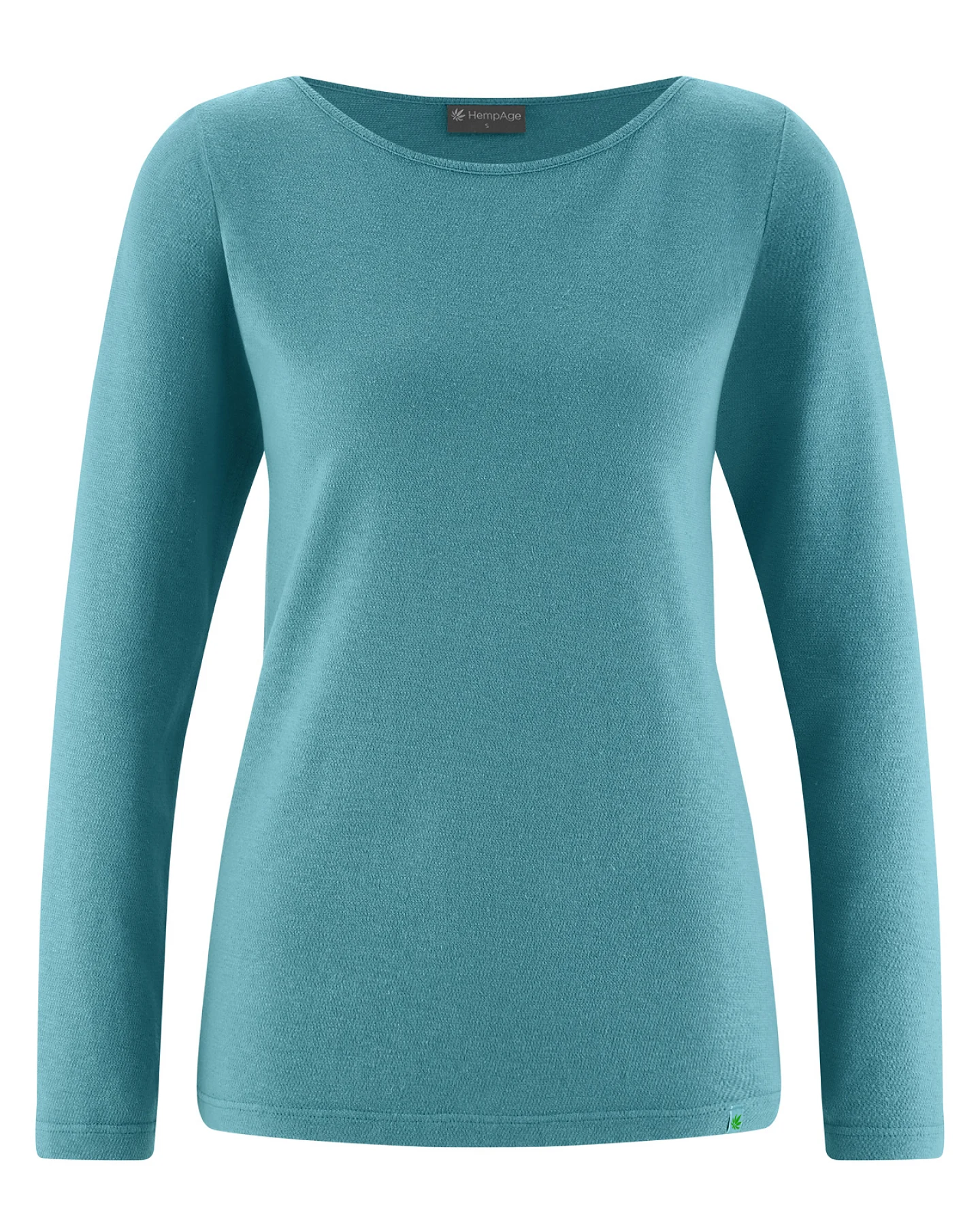 Hempage Damen vegan Top Mit Langen Ärmeln Regal Blau – Ansicht 2