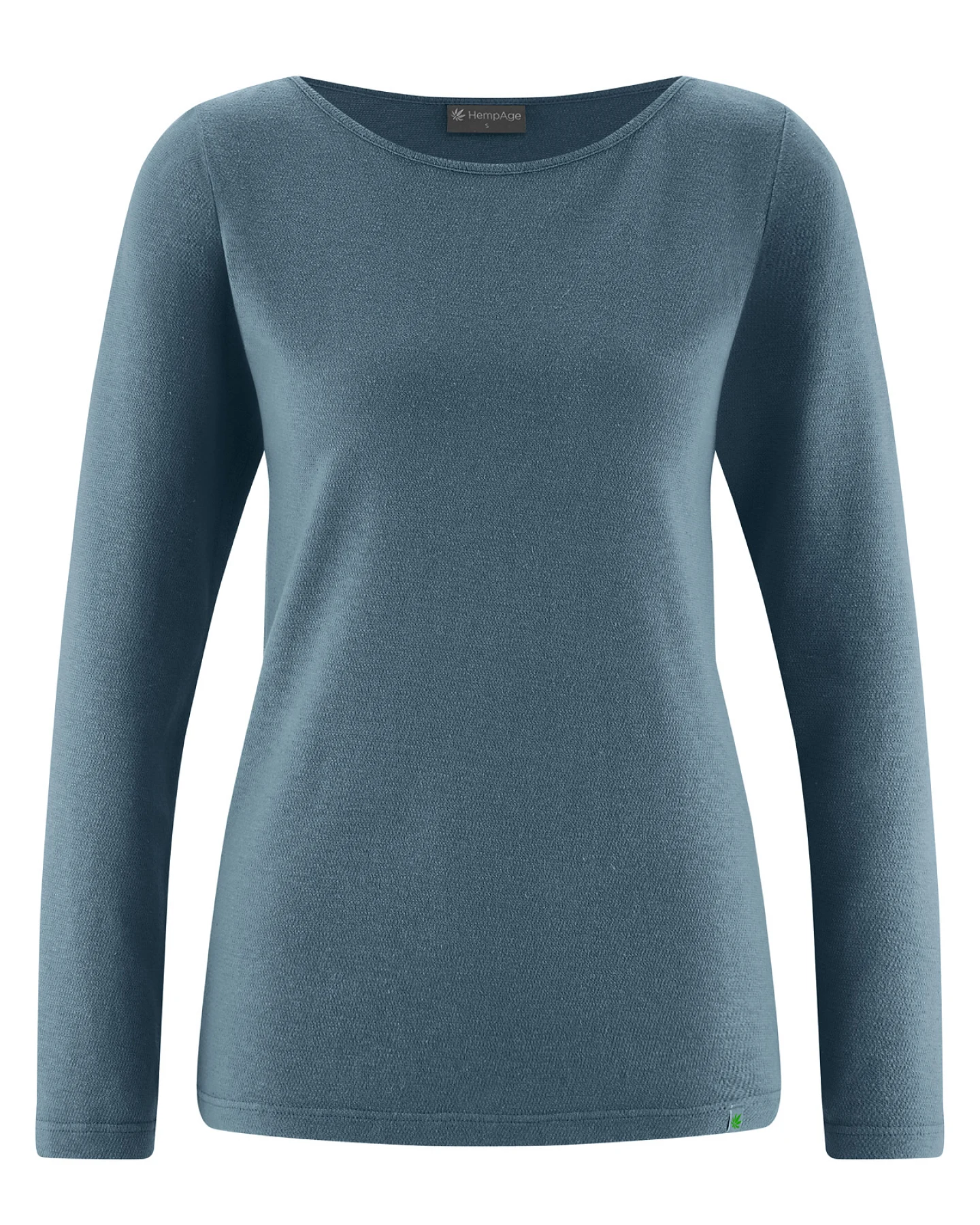 Hempage Damen vegan Langarm Top In Taubengrau Mit Bläulichem Schimmer – Ansicht 2