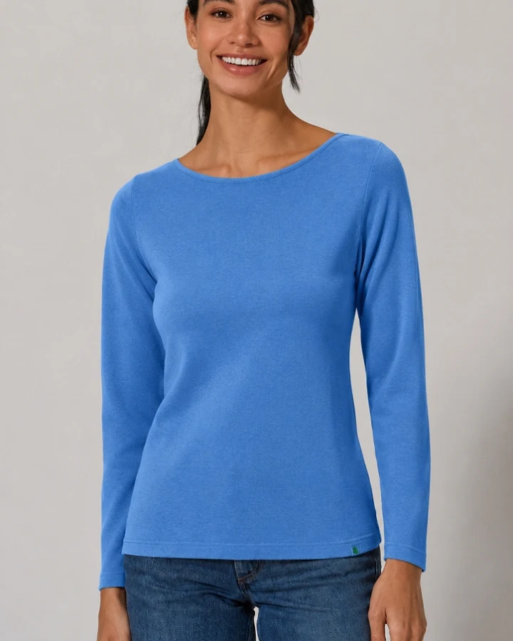 Hempage Damen vegan Langarm Top In Ozeanblau