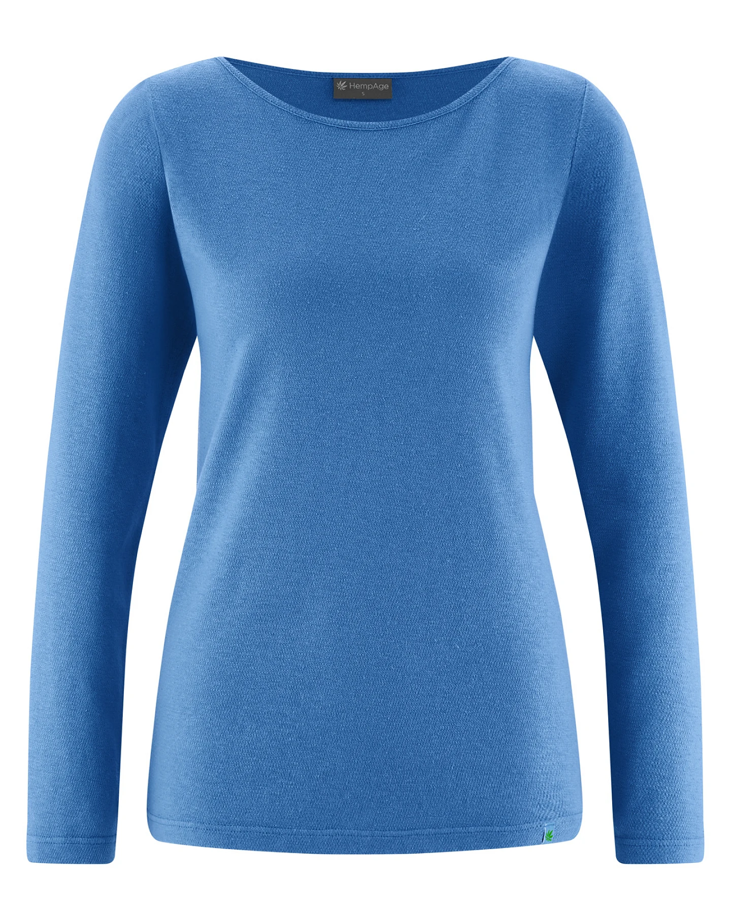 Hempage Damen vegan Langarmshirt U-Boot-Ausschnitt Ocean Blue – Ansicht 2