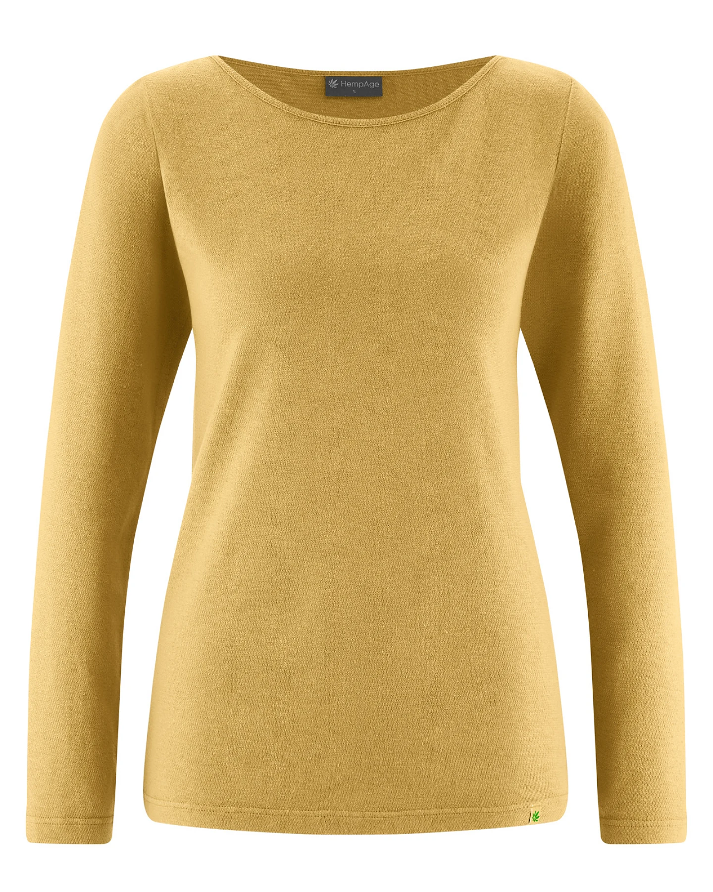 Hempage Damen vegan Langarmshirt U-Boot-Ausschnitt Dijon Gelb – Ansicht 2