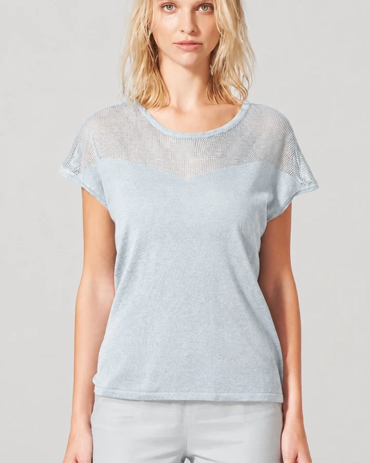 Hempage Damen vegan Top Mesh Platin
