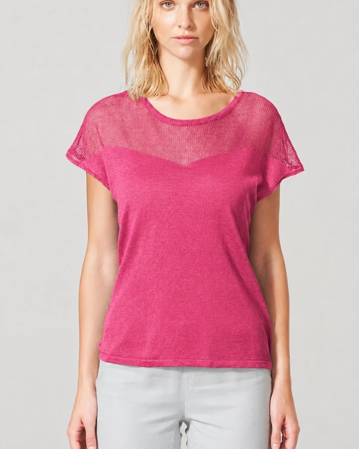 Hempage Damen vegan Top Mesh Sangria Rot