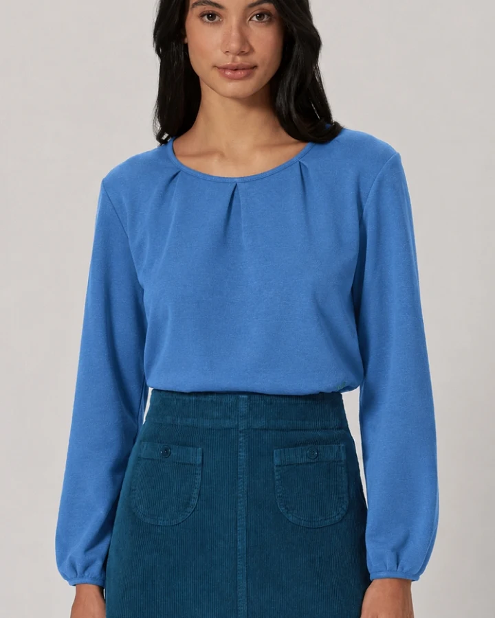 Hempage Damen vegan Langarm Top In Ozeanblau