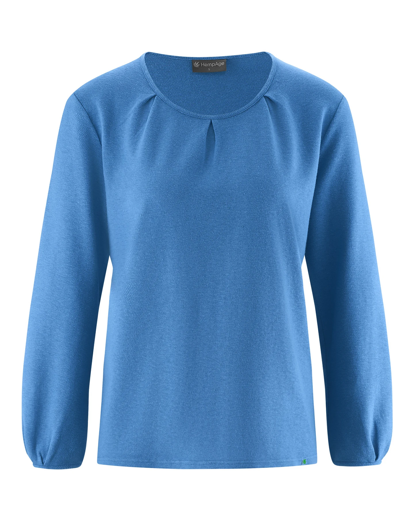 Hempage Damen vegan Langarm Top In Ozeanblau – Ansicht 2