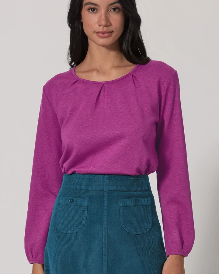 Hempage Damen vegan Violettes Langarm Top