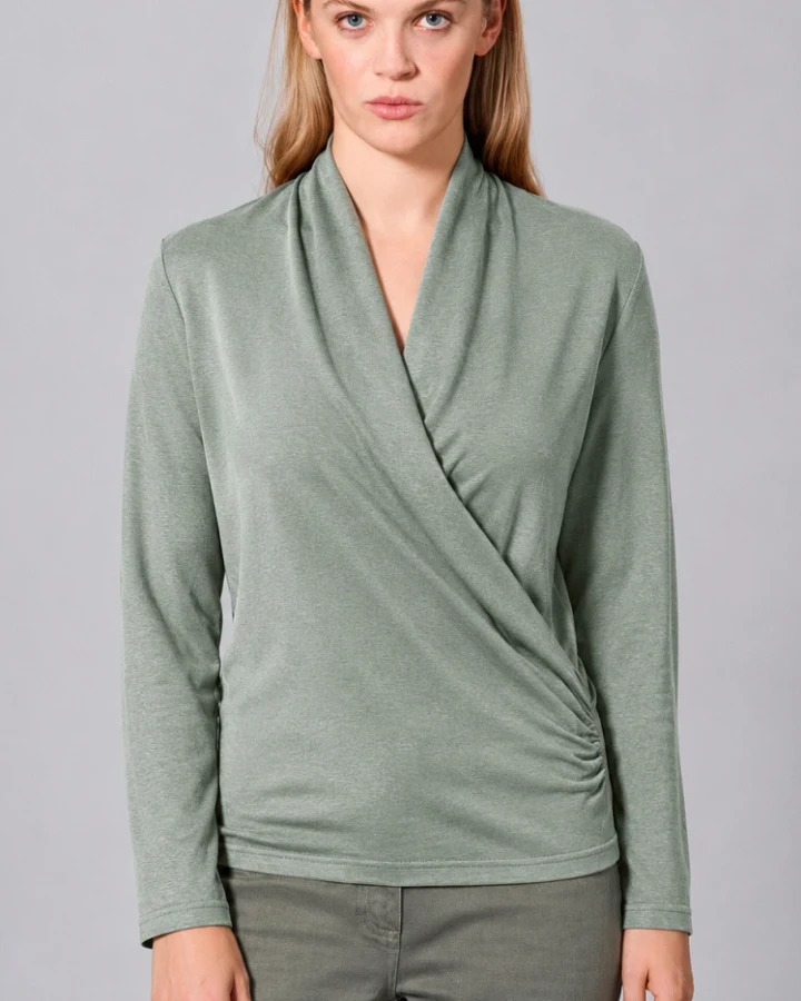 Hempage Damen vegan Langarmshirt Attractive Thymiangrün