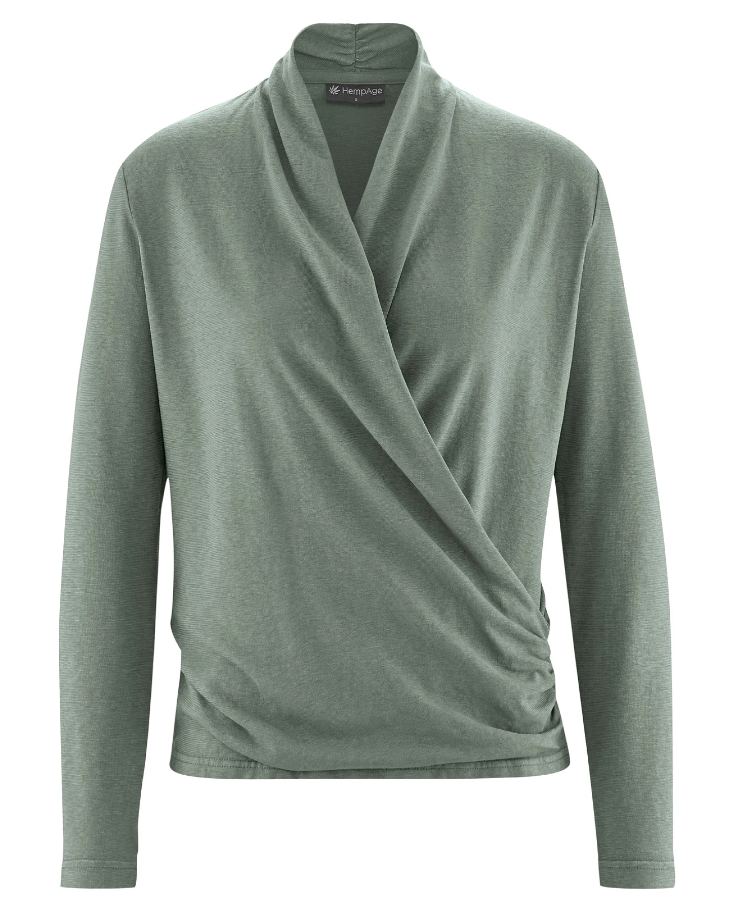 Hempage Damen vegan Langarmshirt Attractive Thymiangrün – Ansicht 2