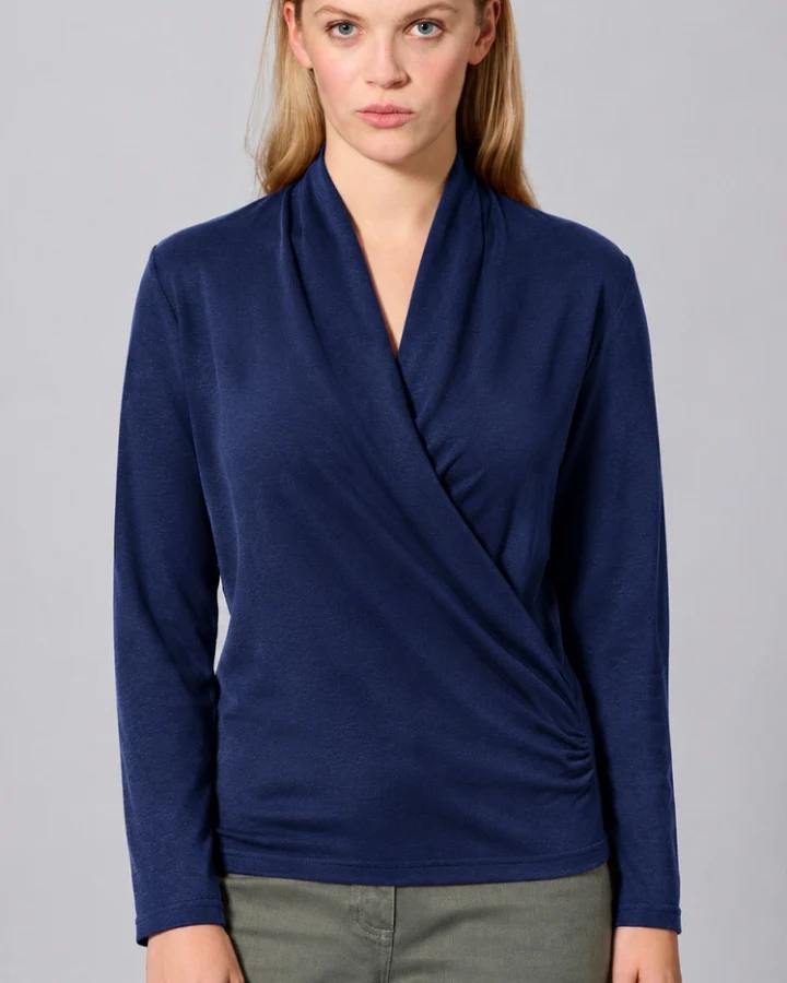 Hempage Damen vegan Langarmshirt Attractive Night Navy