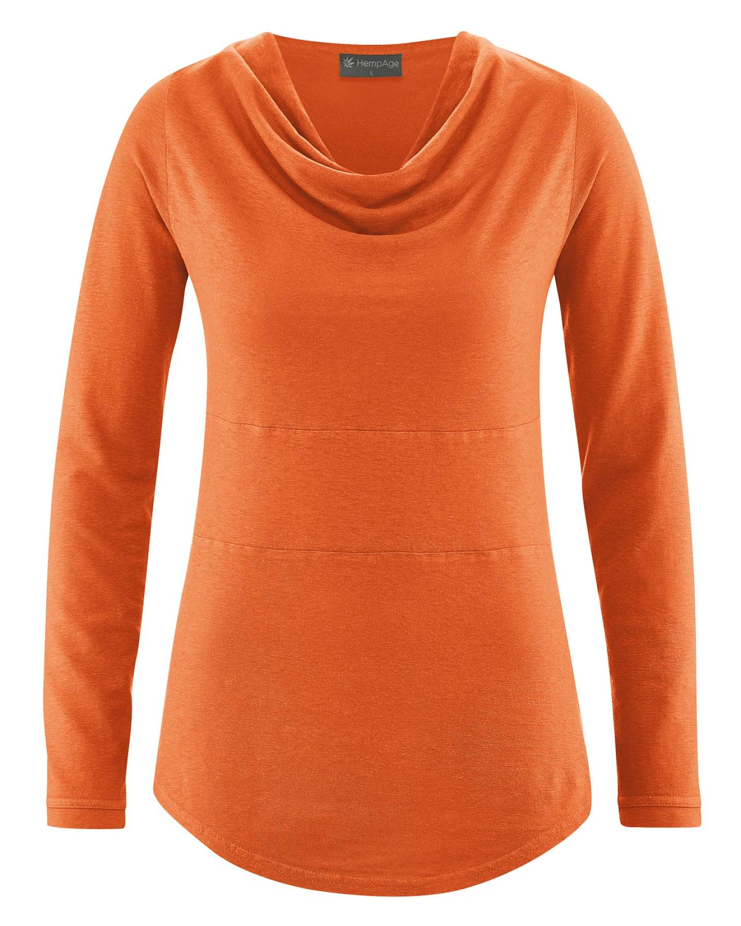 Hempage Damen vegan Langarm Top In Korallenorange – Ansicht 2