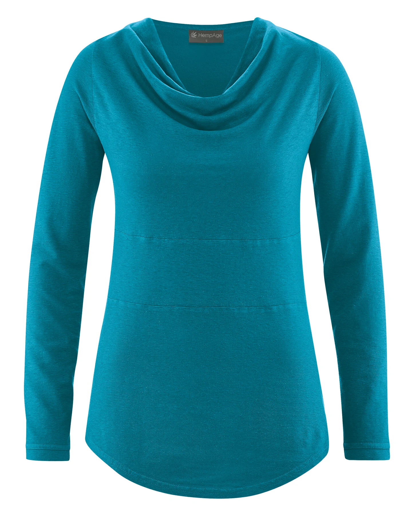 Hempage Damen vegan Langarm Top In Lagunenblau – Ansicht 2