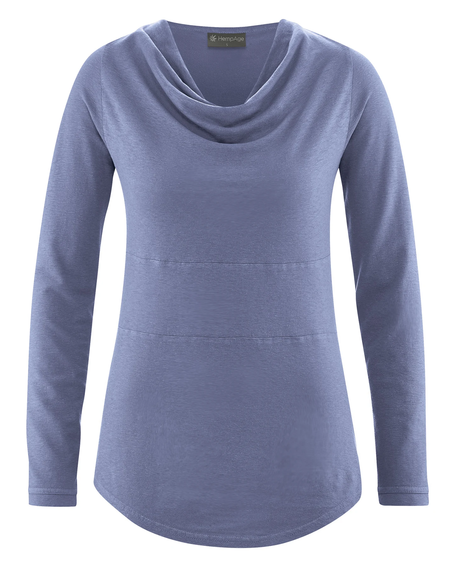 Hempage Damen vegan Langarmshirt Wasserfallausschnitt Lavendel – Ansicht 2